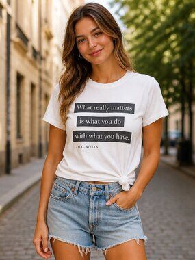 SOUL HONEY Quote Graphic Tee S HG Wells Wisdom “What Really Matters” Inspiration